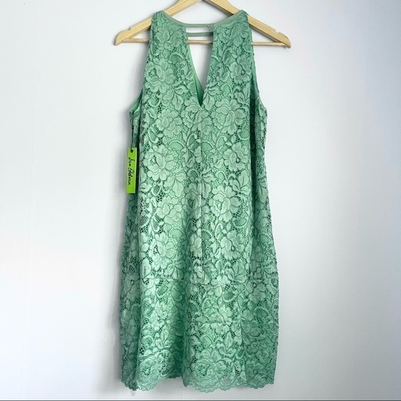 𝅺new Sam Edelman Green Lace Choker Cut Out Shift Dress US M - Picture 3 of 7